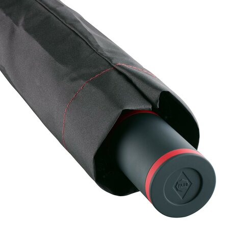 Fare Mini Style 5084 zakparaplu met handopening zwart rood in beschermhoes