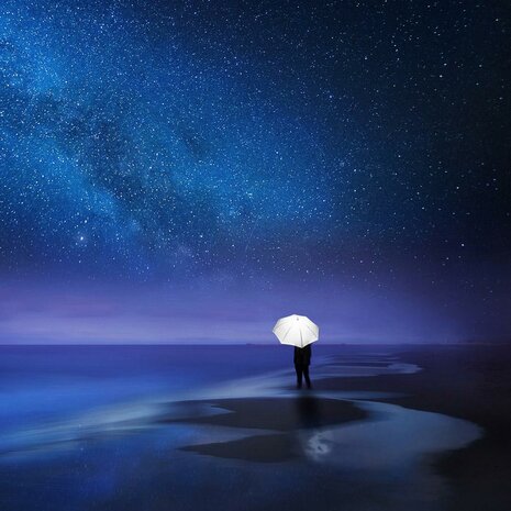 Fare Skylight 7749 windproof middelgrote paraplu met ledlamp wit